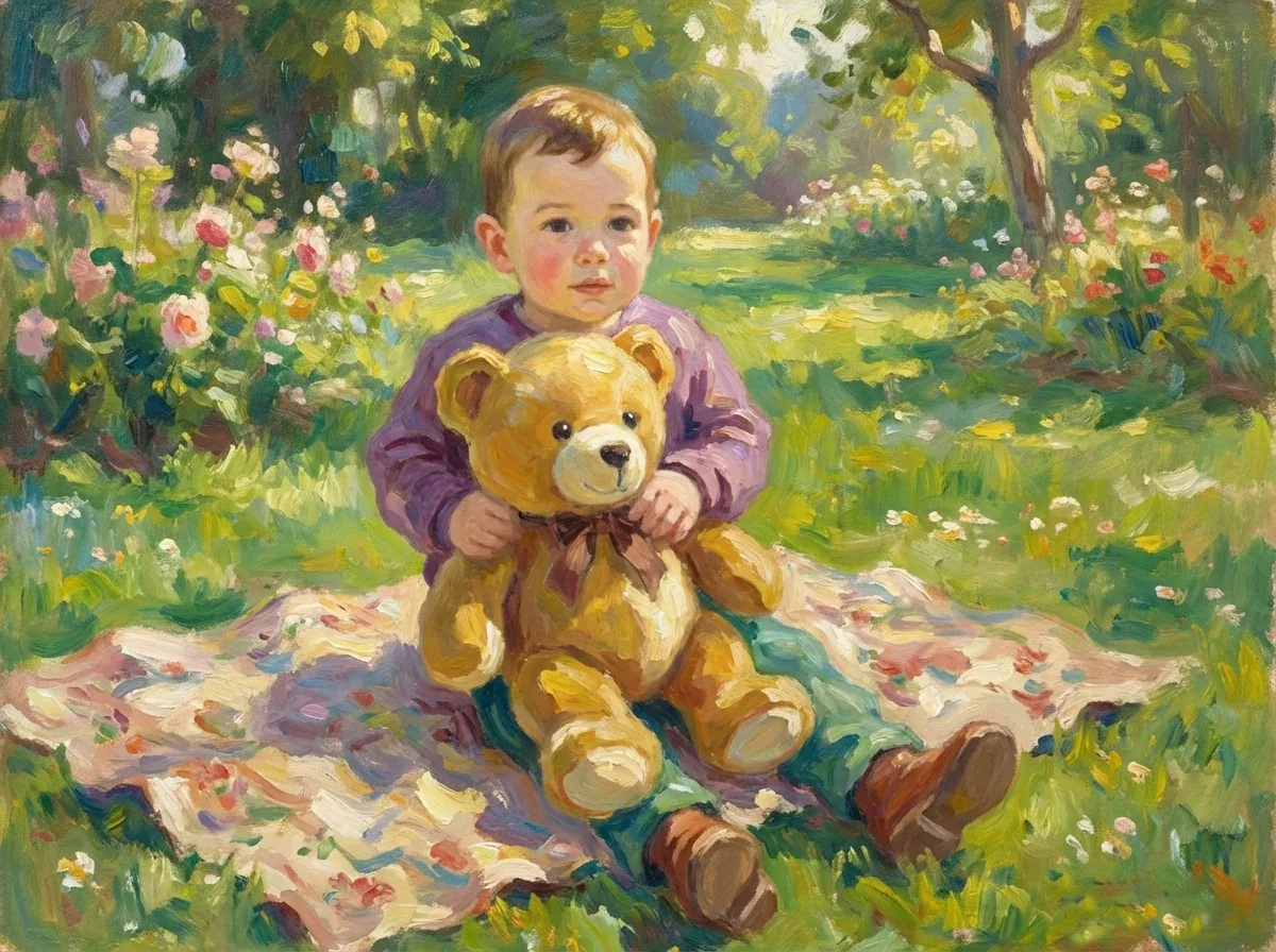 Portrait with teddy bear