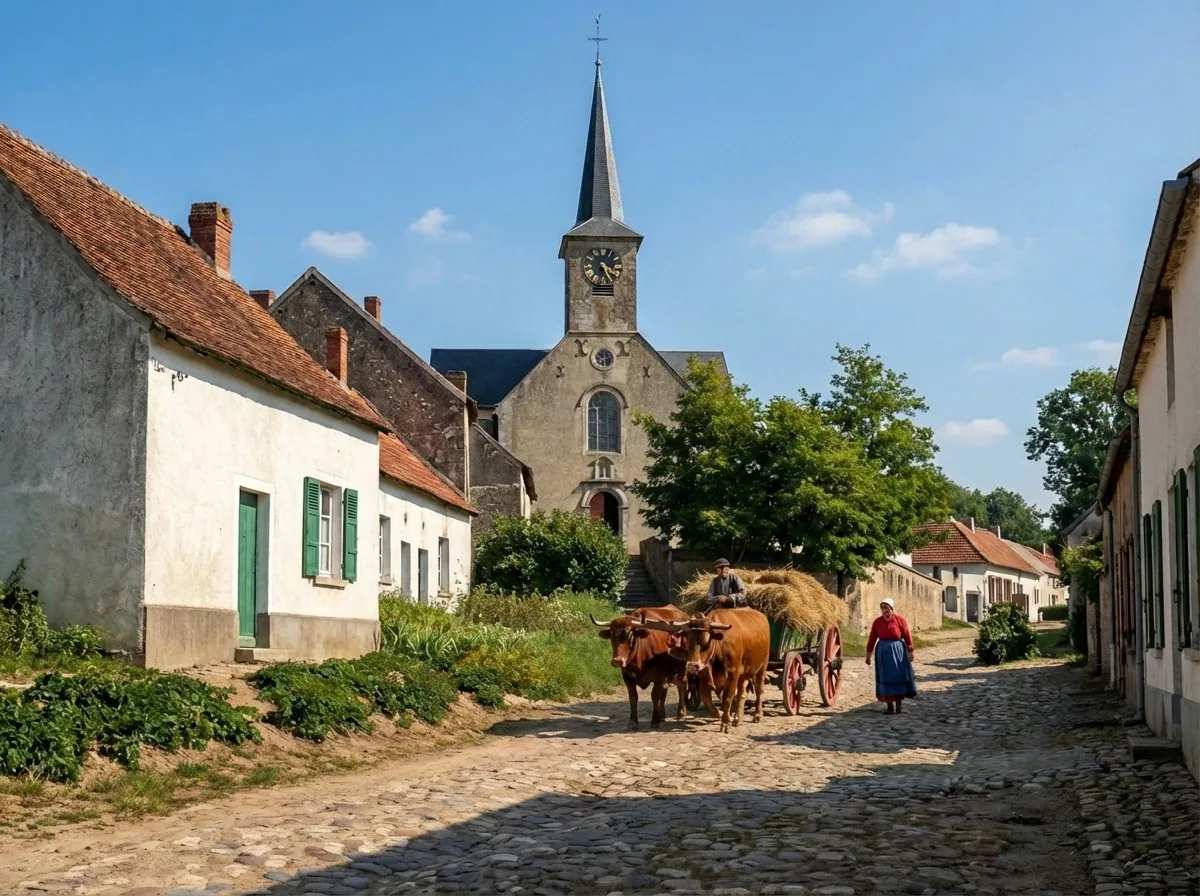 Stockel früher – die Kirchstraße um 1900, als Gemälde – Version D